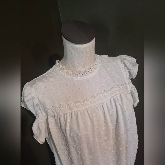 White Ruffle Sleeve Top - Picture 2 of 4